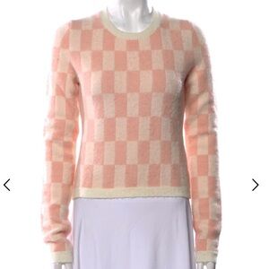 Nanushka Pink and Cream Checkered Sweater